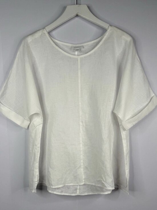 J. Jill Tops - Pure Jill Top Women Sz M White Linen Boxy Coastal Beach Lagenlook Sustainable